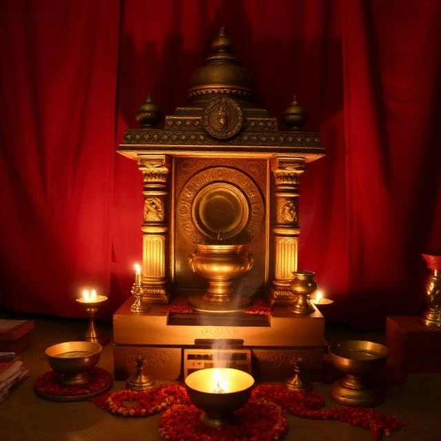 Navratri Kalash Sthapana puja setup